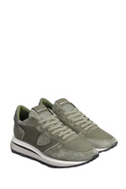 Philippe Model Tropez Haute Low Sneakers In Green Suede And Leather