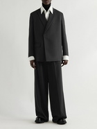 Valentino - Double-Breasted Virgin Wool and Silk-Blend Twill Blazer - Black