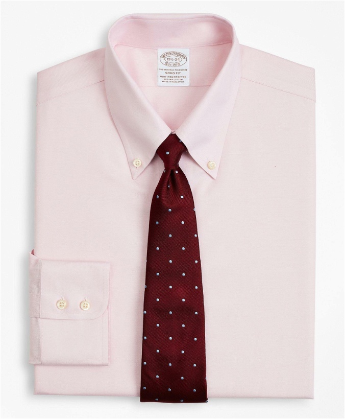 Photo: Brooks Brothers Men's Stretch Soho Extra-Slim-Fit Dress Shirt, Non-Iron Twill Button-Down Collar | Pink