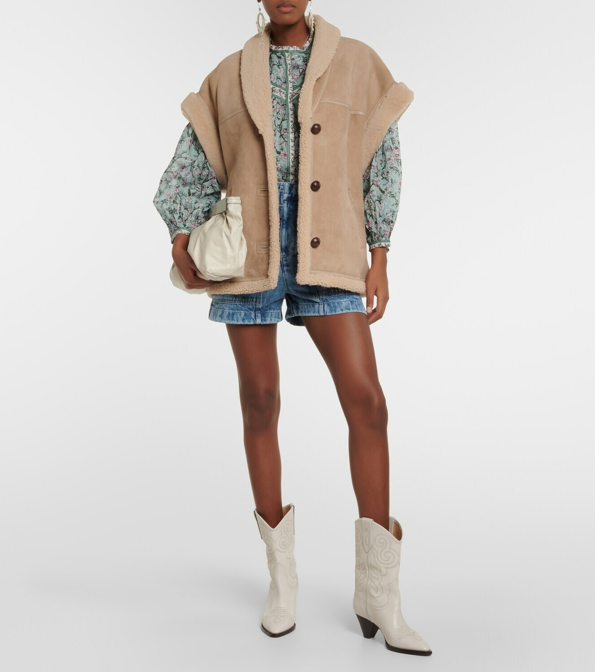 Isabel Marant(イザベルマラン)Edwina lamb shearling vest/Sale Edwina shearling-trimmed leather vest in brown - Isabel