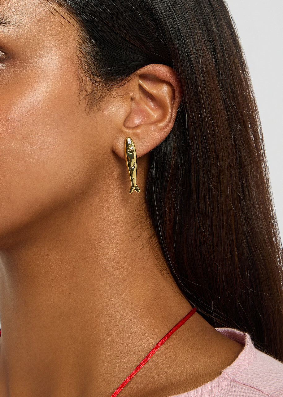 Eliou Sardine And Fishbone 18kt Gold-plated Drop Earrings - One Size