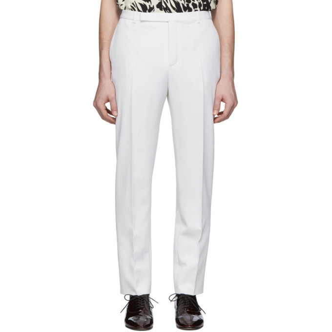 Photo: Saint Laurent White Wool Tapered Trousers