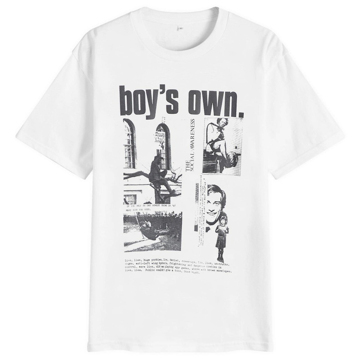 Photo: Boys Own Men's The Social Awareness Front Print T Shirt in White
