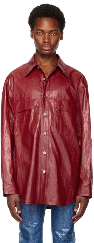 Photo: System Red Flap Pocket Faux-Leather Shirt