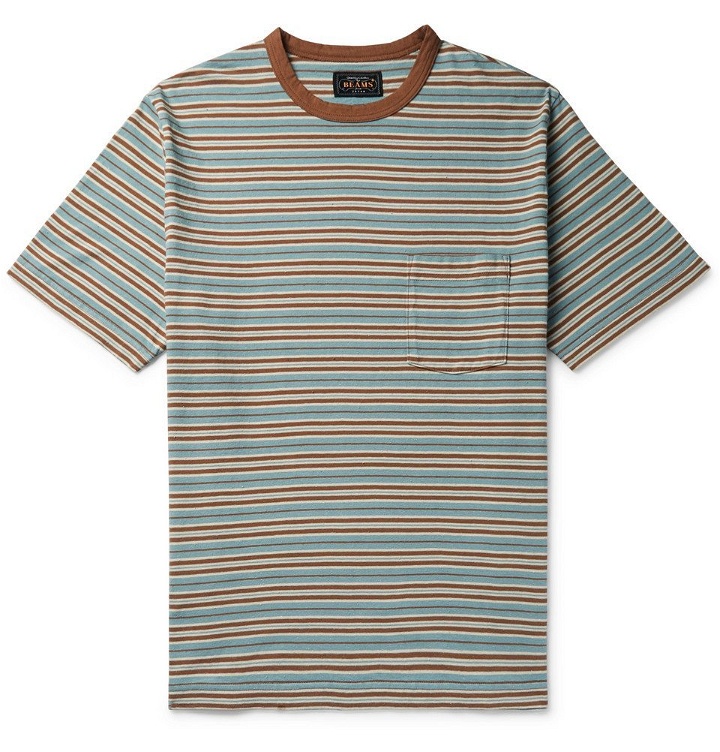 Photo: Beams Plus - Striped Slub Cotton-Jersey T-Shirt - Brown
