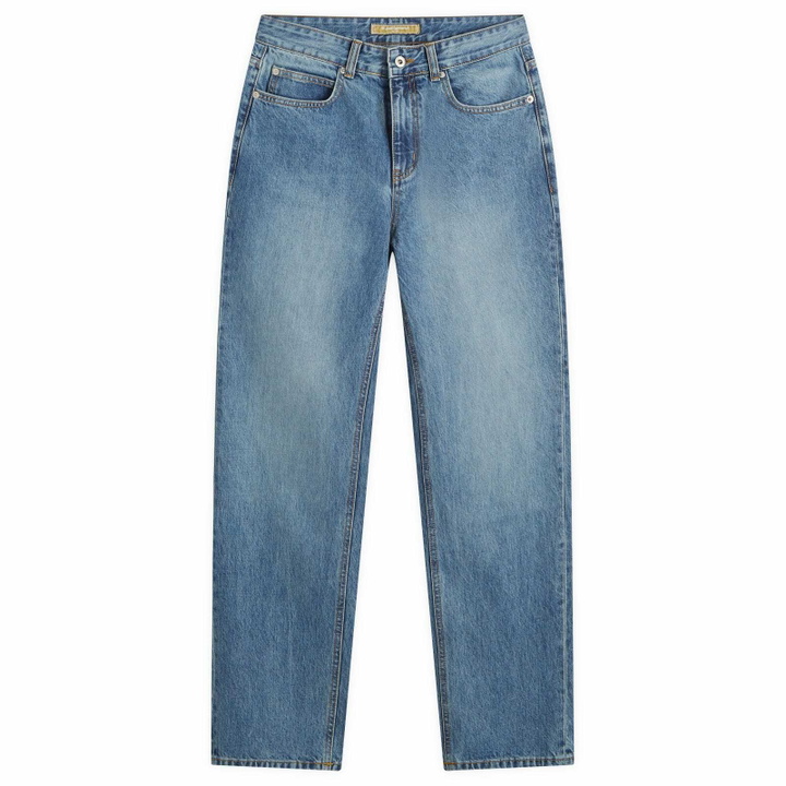 Photo: FrizmWORKS Men's OG Wide Denim Pants in Light Blue