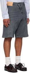 JW Anderson Gray Twisted Workwear Denim Shorts