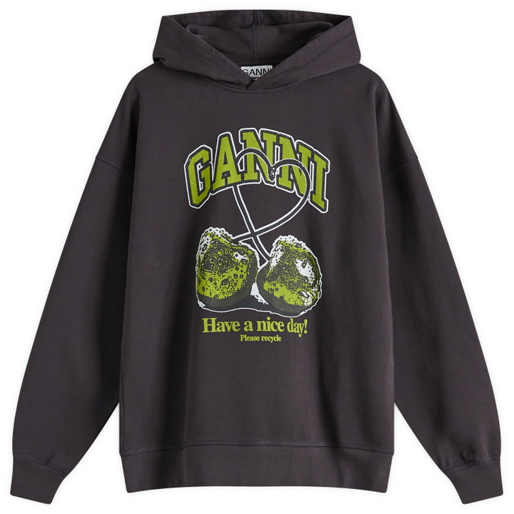 Photo: GANNI Women's Isoli Cherries Oversized Hoodie in Phantom