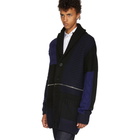 Alexander McQueen Navy and Black Punk Patchwork Knitted Cardigan