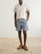 Drake's - Straight-Leg Striped Cotton Drawstring Shorts - Blue