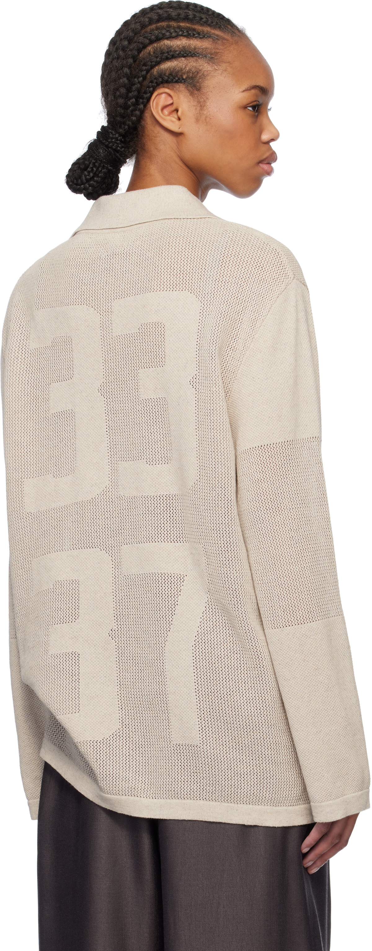 J.Kim Beige Anton Belinskiy Edition Striped Knit Circus Jersey Polo