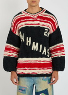 Nahmias Logo Striped-intarsia Wool Jumper Black