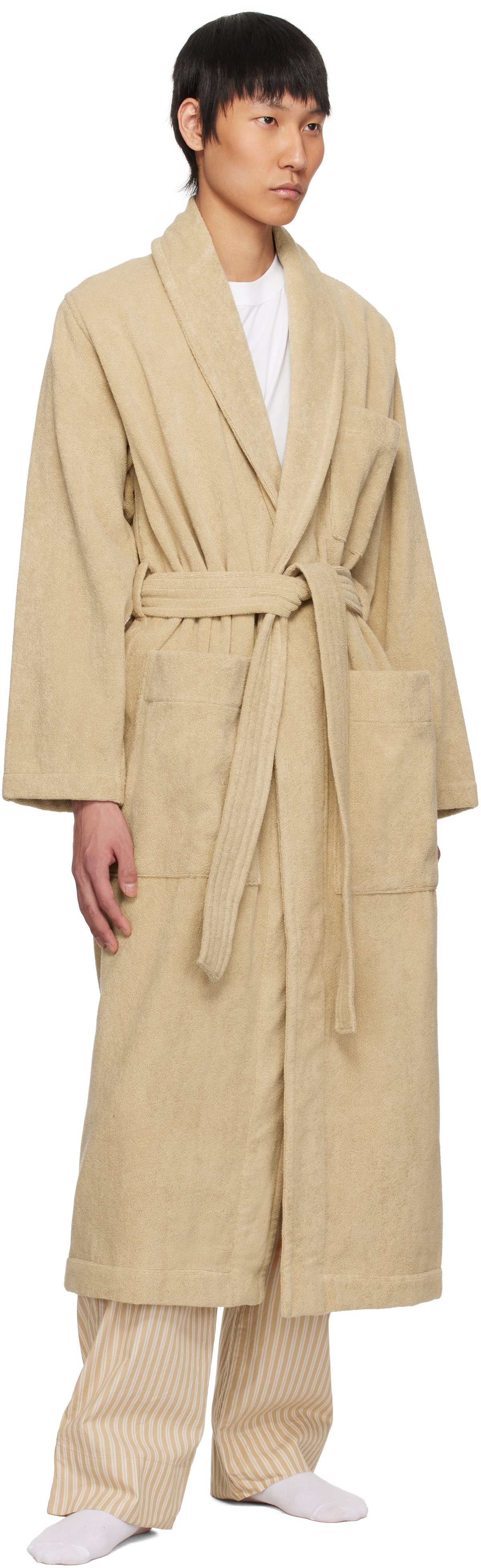 Tekla Beige Terry Classic Bathrobe Tekla Fabrics