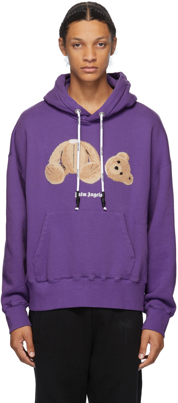 Palm Angels Purple Bear Hoodie Palm Angels