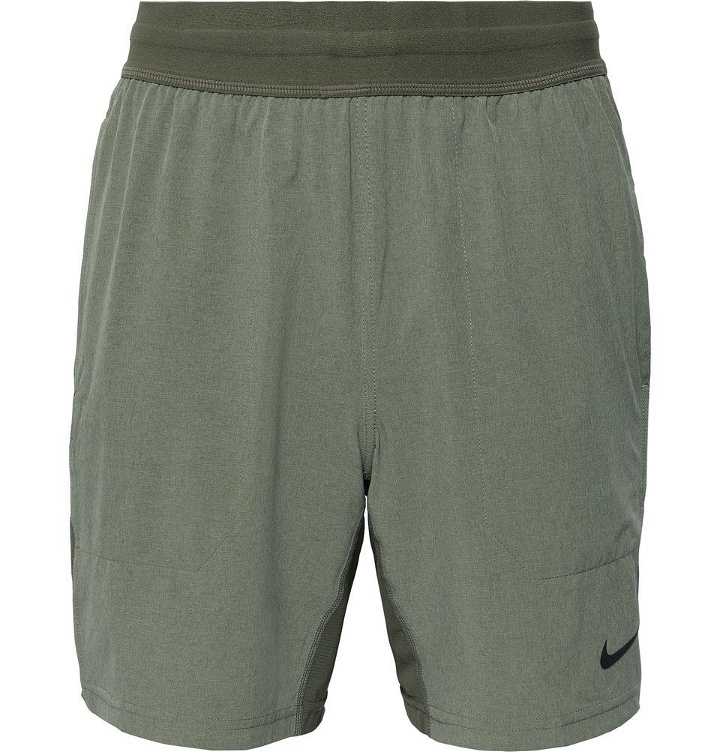 Photo: Nike Training - Flex Active Ripstop-Panelled Dri-FIT Yoga Shorts - Army green
