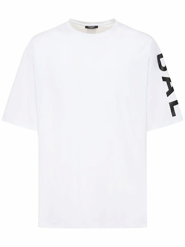 Photo: BALMAIN - Oversized Logo Printed Cotton T-shirt