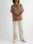 MANAAKI - Mana Camp-Collar Printed Lyocell and Linen-Blend Twill Shirt - Brown