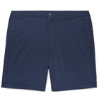 Onia - Calder Long-Length Striped Stretch-Seersucker Swim Shorts - Men - Navy