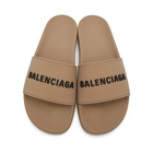 Balenciaga Beige Logo Pool Slides