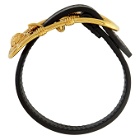 Versace Gold and Black Safety Pin Medusa Bracelet
