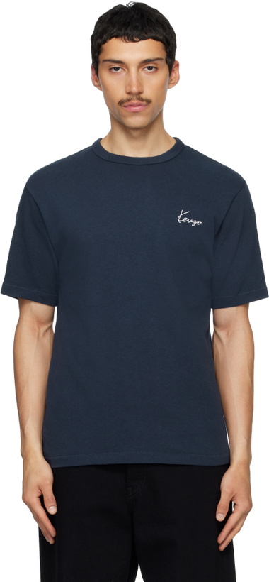 Photo: Kenzo Navy Kenzo Paris 'KENZO Archive Rose' Embroidered T-shirt