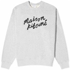 Maison Kitsuné Men's Handwriting Comfort Crew Sweat in Light Grey Melange