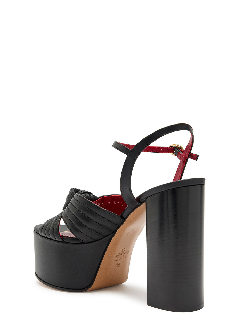 Valentino Garavani Crasher 125 Knotted Leather Platform Sandals Black