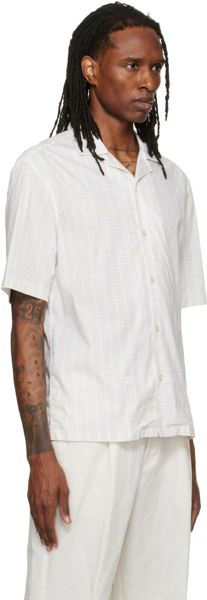 BOSS White & Beige Striped Shirt