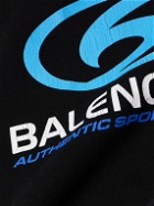 Balenciaga - Oversized Logo-Print Distressed Cotton-Jersey Hoodie - Black