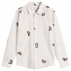 Pop Trading Company Men's Letters Striped POP Shirt in White Linen