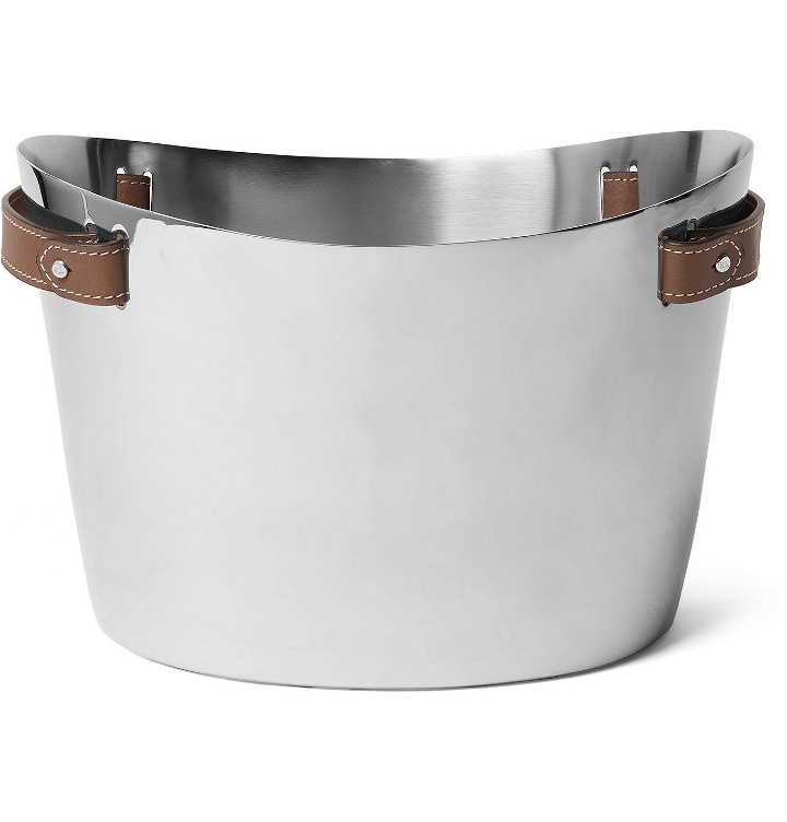 Photo: Ralph Lauren Home - Wyatt Stainless Steel and Leather Champagne Bucket - Silver