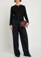 Tory Burch Kendra Crystal-embellished Wool-blend Cardigan Black