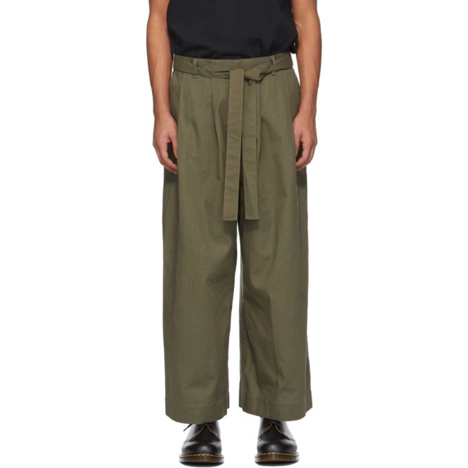 Photo: Naked and Famous Denim SSENSE Exclusive Khaki Wide-Leg Trousers