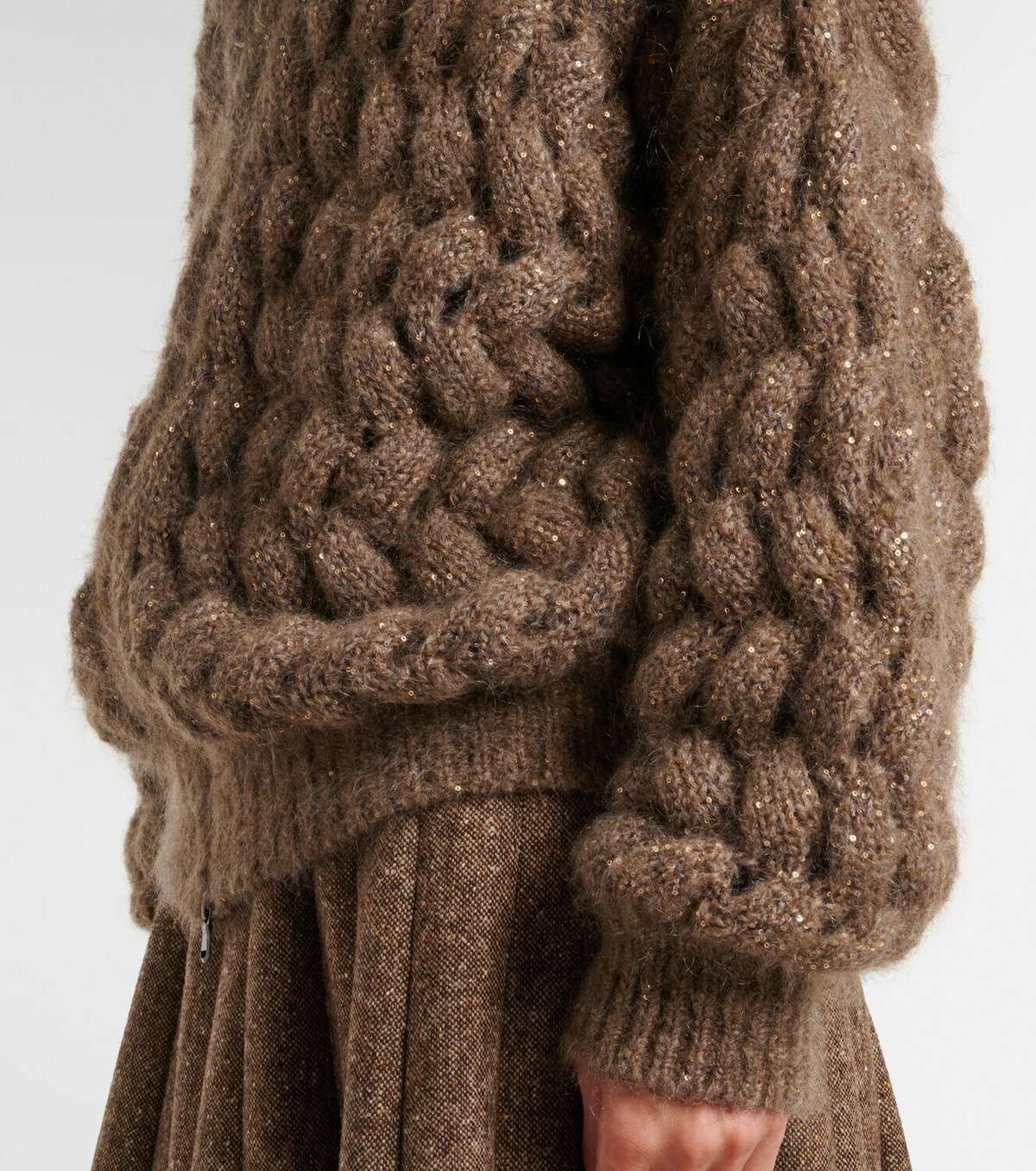 Brunello Cucinelli Open-knit sequined mohair and wool-blend cardigan