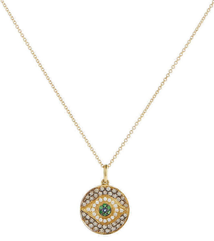 Photo: Ileana Makri Little Dawn 18kt yellow gold necklace with diamonds, tsavorites and sapphires