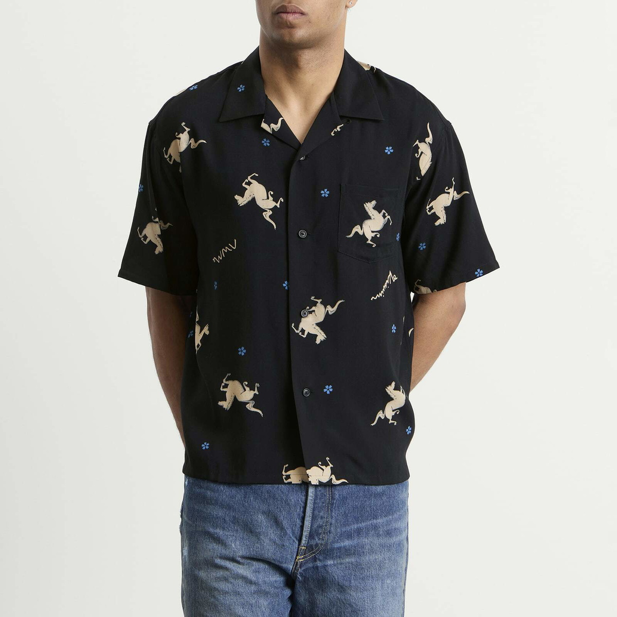 Visvim Men's Crosby Short Sleeve Shirt in Black