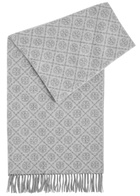 Tory Burch Logo-monogrammed Wool-blend Scarf - Grey - One Size