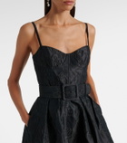Rebecca Vallance Petra belted jacquard bustier dress