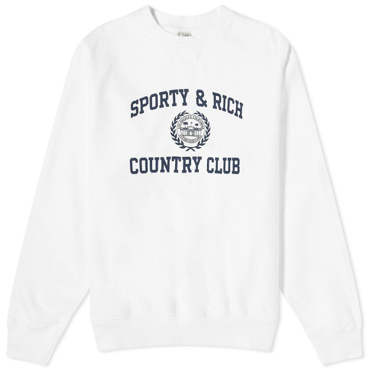 Photo: Sporty & Rich Varsity Crest Crew Sweat in White