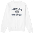 Sporty & Rich Varsity Crest Crew Sweat in White