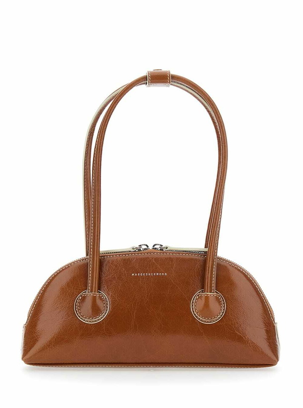 Photo: Marge Sherwood bessette Brown Shoulder Bag With Logo On The Front And Double Zip In Leather Woman