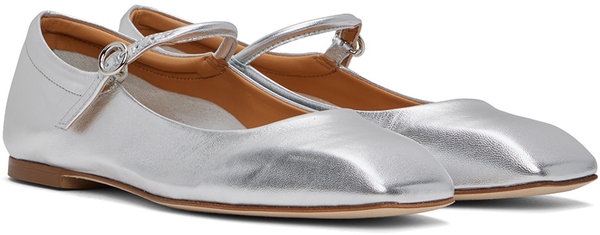 Aeyde Silver Uma Ballerina Flats Aeyde