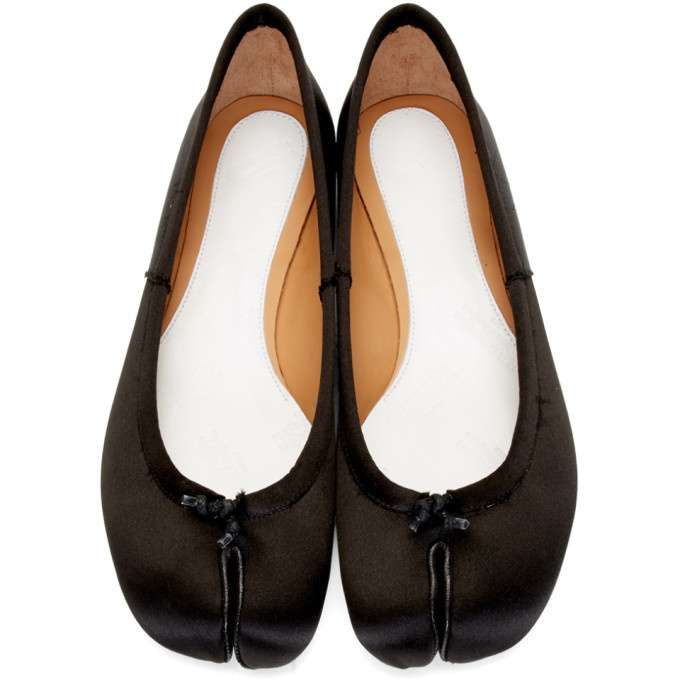 Maison Margiela Black Satin Tabi Ballerina Flats Maison Margiela