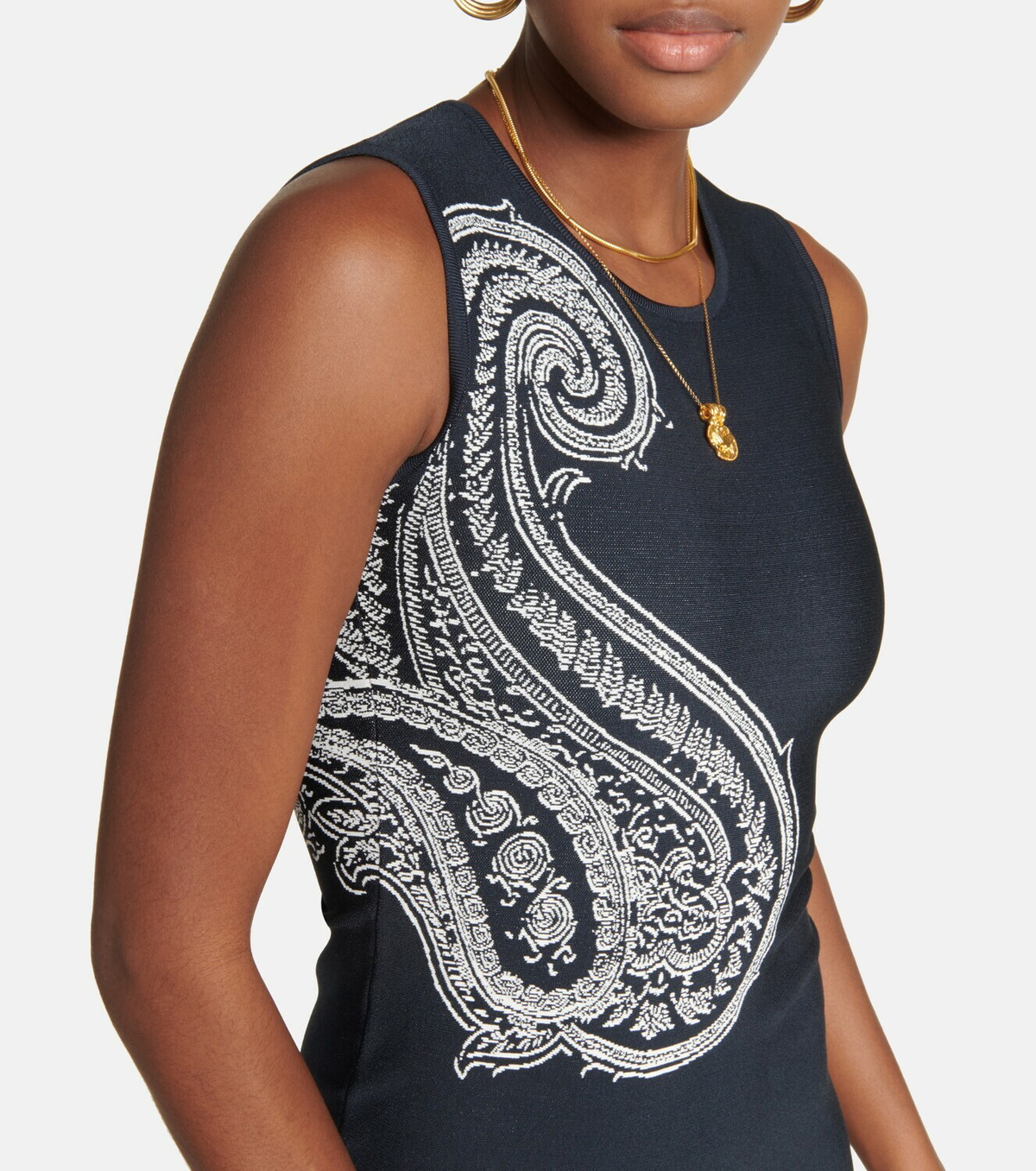 Etro - Paisley metallic-knit maxi dress Etro