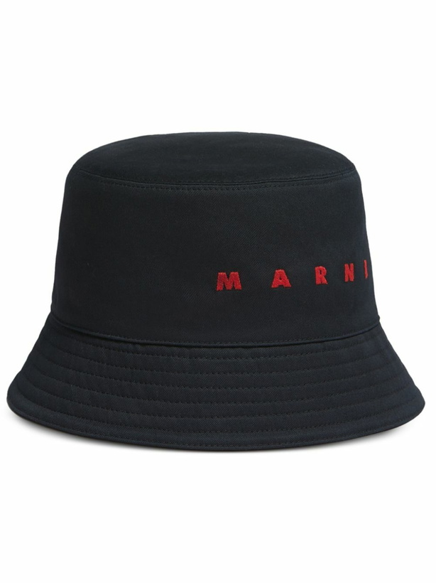 Photo: Marni Black Logo-Embroidered Bucket Hat