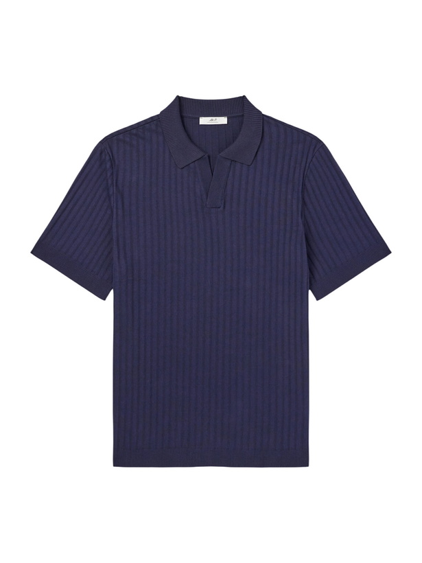 Photo: Mr P. - Organic Cotton Jacquard Polo Shirt - Blue
