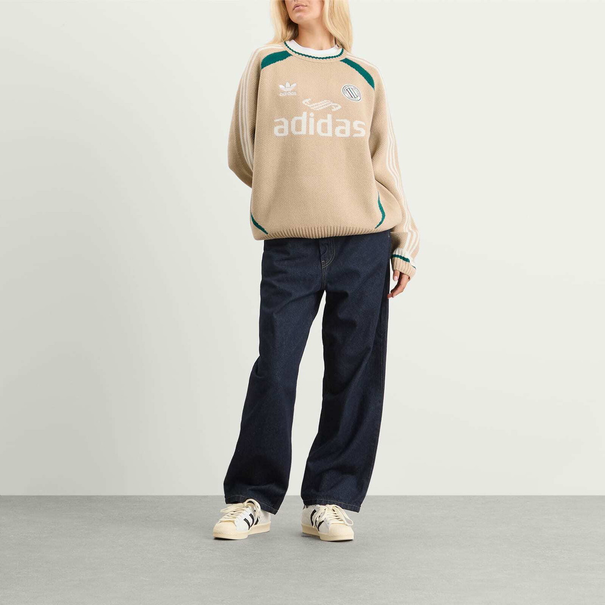 Adidas Adicolor Crew Knit in Wonder Beige