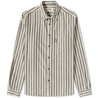 YMC Men's Curtis Stripe Woven Shirt in Ecru/Grey