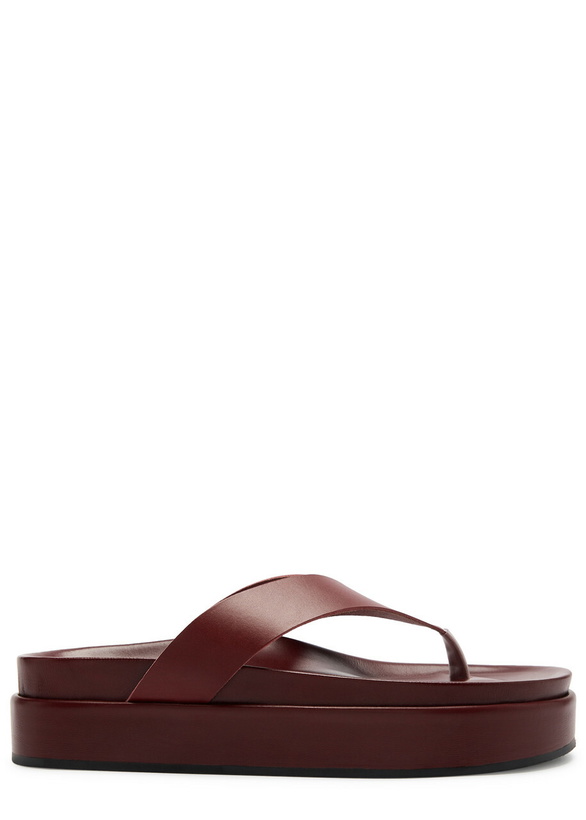 Photo: Ancient Greek Sandals Charys 40 Leather Flatform Thong Sandals Dark Red