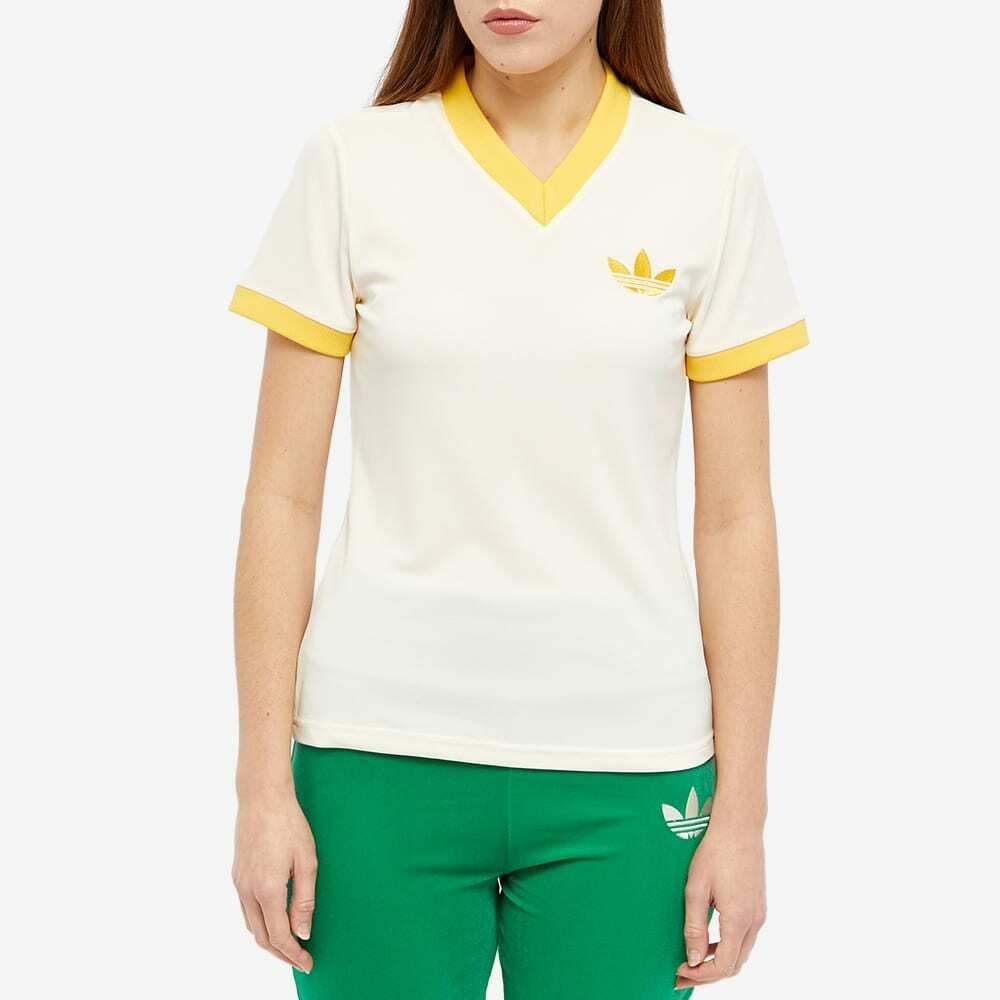 Adidas Women's Adicolor 70s V-Neck T-Shirt in Cream White adidas